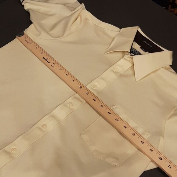 Van Heusen Active Van-Flex /36 Yellow with Brown Accents Button Down Shirt - Picture 9 of 10